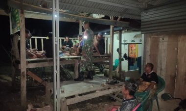Babinsa Bulu Parigi Gelar Pos Kamling dan Patroli Bersama Aparat Desa di Dusun Dodingi